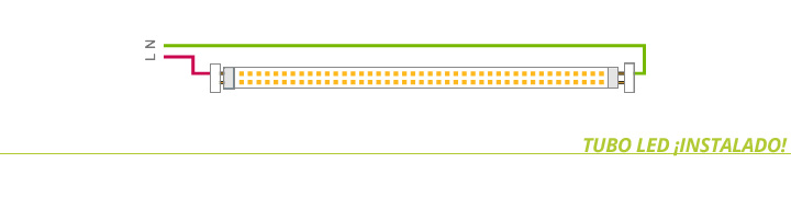 Tubo LED sin necesidad de dispositivos para realizar el encendido.