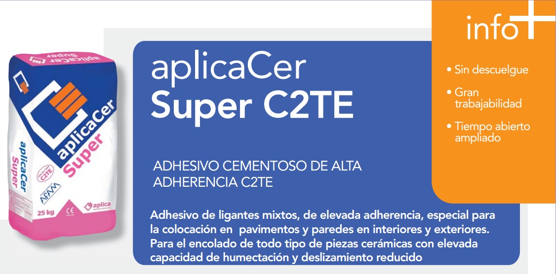 Cemento Cola/Adhesivo cementoso de alta adherencia "AplicaCer Super C2TE"