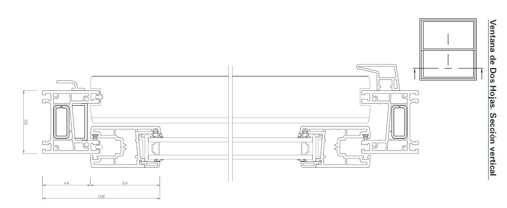 VENTANA PVC Kömmerling "CORREDERA" - 2 HOJAS CON VIDRIO DOBLE TIPO CLIMALIT